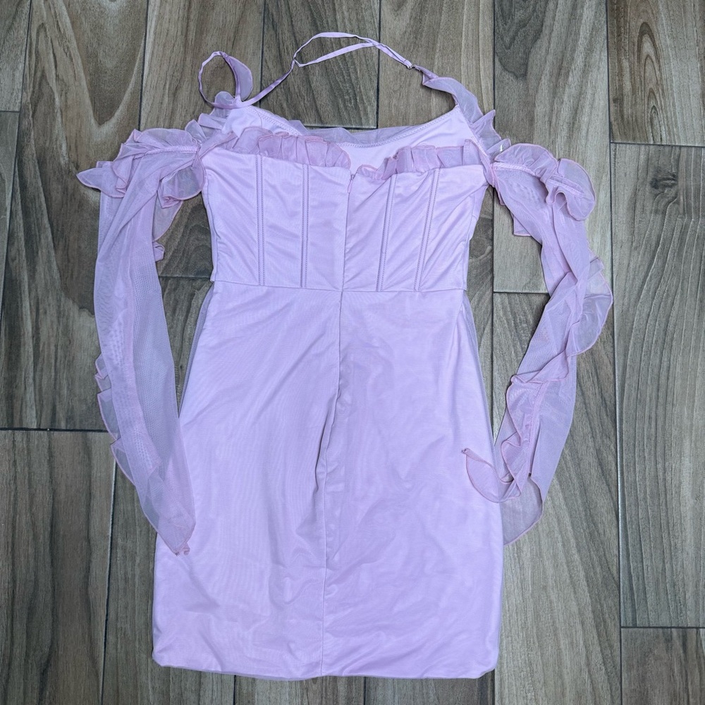 Oh Polly Ruffled Off Shoulder Dress Lilac Size: US 6 - Picture 5 of 8